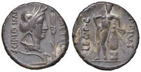 Caecilia - Q. Caecilius Metellus - Denario (47-46 a.C.) Testa dell’Africa a d. - R/ Ercole stante di fronte si appoggia alla clava - B. 50; Cr. 461/1 ...