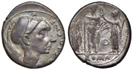 Cornelia - Cn. Cornelius Cn. f. - Denario (112-111 a.C.) Testa maschile elmata a d. - R/ Giove stante di fronte tra Giunone e Minerva - B. 19; Cr. 296...