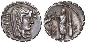 Postumia - A. Postumius A. f. Sp. n. Albinus - Denario (81 a.C.) Testa della Spagna a d. - R/ Personaggio stante a s. - B. 8; Cr. 372/2 AG (g 3,99)
...