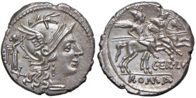 Terentia - C. Terentius Lucanus - Denario (147 a.C.) Testa di Roma a d., dietro, la Vittoria - R/ I Dioscuri a cavallo a d. - B. 10; Cr. 217/1 AG (g 3...