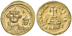 Eraclio (610-641) Solido - Busti coronati di fronte di Eraclio ed Eraclio Costantino. - R/ Croce potenziata - Sear 738 AU (g 4,40)

Status: SPL+