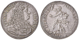 FIRENZE Cosimo III (1670-1723) Lira 1677 - MIR 335 AG (g 4,42) RR Ex Collezione Ravegnani Morosini. Delicata patina

Status: SPL