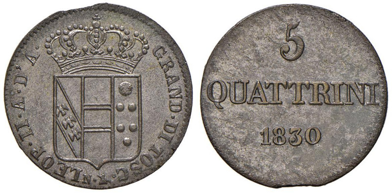 FIRENZE Leopoldo II (1824-1859) 5 Quattrini 1830 - MIR 463/4 MI (g 3,67) Conserv...