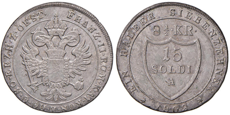 GORIZIA Francesco II (1797-1805) 15 Soldi 1802 A - Gig. 1 AG (g 6,27) RRRR Il pe...