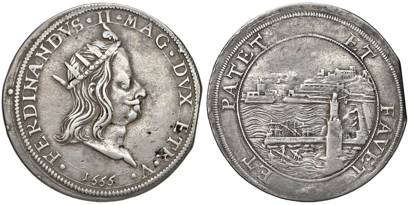 LIVORNO Ferdinando II (1621-1670) Tollero 1666 - MIR 59/3 AG (g 26,57) RR Fondi ...