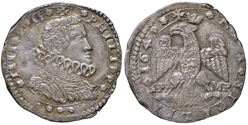 MESSINA Filippo IV (1621-1665) 4 Tarì 1649 - MIR 355/21 AG (g 10,60) Esemplare d...