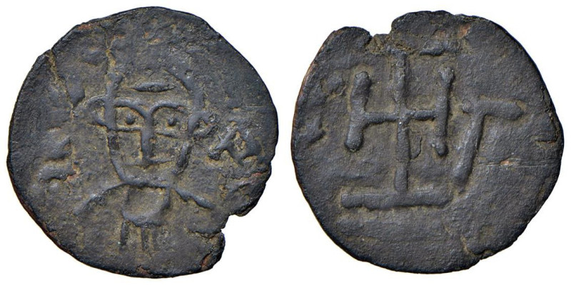 NAPOLI Stefano II (755-800) Follis - MIR 8 AE (g 1,27) RRR Screpolature del tond...