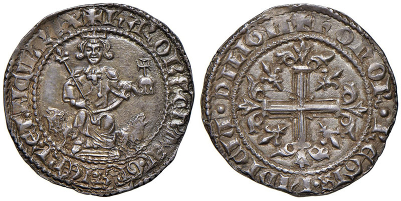 NAPOLI Carlo II d'Angiò (1285-1309) Gigliato - MIR 24 AG (g 3,99) Esemplare in a...