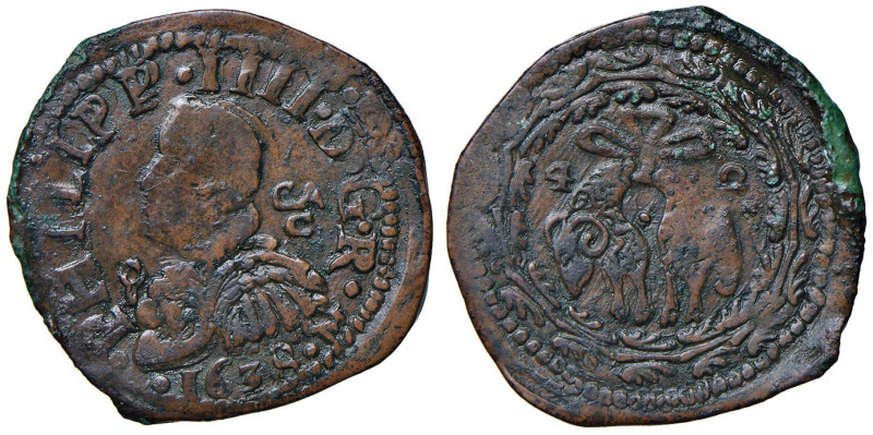 NAPOLI Filippo IV (1621-1665) Tornese 1638 GA/C M - Magliocca 112 CU (g 4,91) RR...