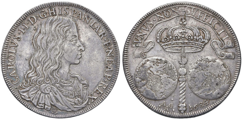 NAPOLI Carlo II (1674-1700) Ducato 1684 - Nomisma 8 AG (g 28,15) Screpolatura al...