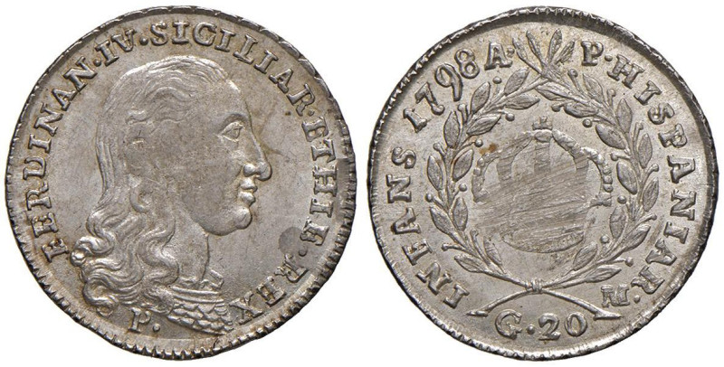 NAPOLI Ferdinando IV (1759-1799) Tarì 1798 - Nomisma 506 AG (g 4,56) Graffietti ...