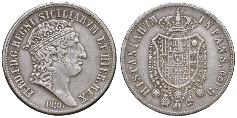 NAPOLI Ferdinando I (1816-1825) Piastra 1818 - Nomisma 789 AG (g 27,28)

Statu...