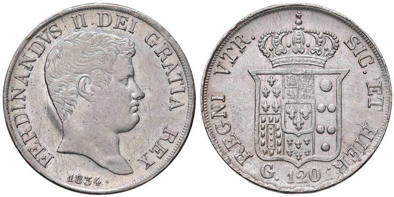 NAPOLI Ferdinando II (1830-1859) Piastra 1834 - Nomisma 927 AG (g 27,43) Evident...