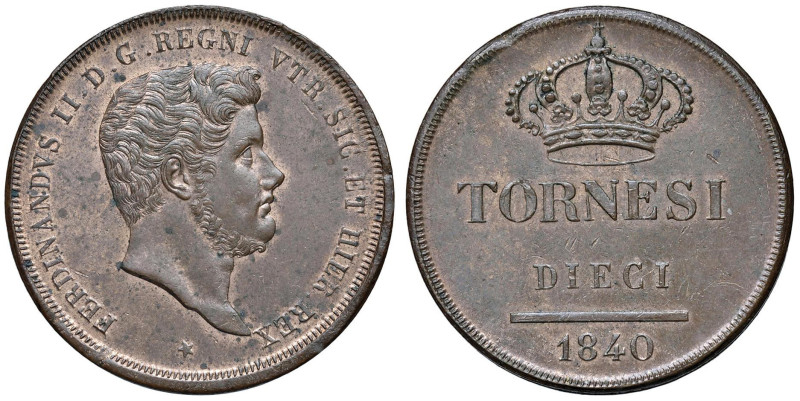 NAPOLI Ferdinando II (1830-1859) 10 Tornesi 1840 - Nomisma 1114 CU (g 30,93) RR ...