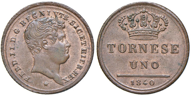 NAPOLI Ferdinando II (1830-1859) Tornese 1840 - Nomisma 1239 CU (g 3,31) Mancanz...