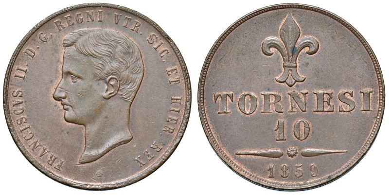 NAPOLI Francesco II di Borbone (1859-1860) 10 Tornesi 1859 - Nomisma 1300 CU (g ...