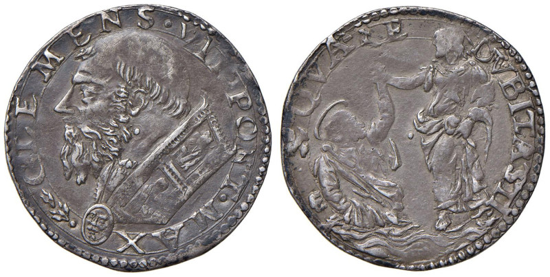 Clemente VII (1523-1534) Doppio carlino - Munt. 43 AG (g 5,31) RR Ex CNG Electro...