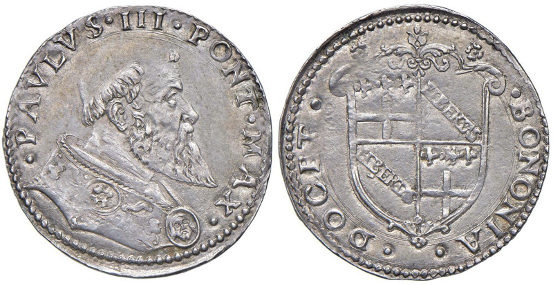 Paolo III (1550-1555) Bologna - Due terzi di Paolo - Munt. 105 AG (g 3,69) RR Bu...