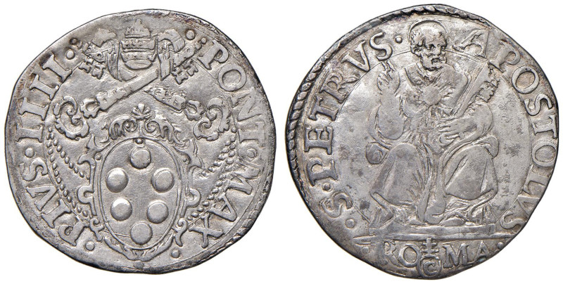 Pio IV (1559-1565) Testone - MIR 1053/5b; Munt. 9 AG (g 9,24)

Status: BB