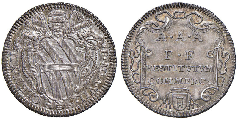 Clemente XII (1730-1740) Giulio A. VII - Munt. 99 AG (g 2,77) RRR Bella patina d...