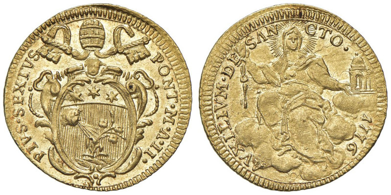 Pio VI (1775-1799) Zecchino 1776 A. II - Nomisma 22 AU (g 3,43) R Di ottima fres...