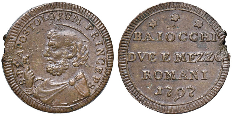 Pio VI (1775-1799) Sampietrino 1797 - Munt. 99a CU (g 16,58) Mancanza di metallo...