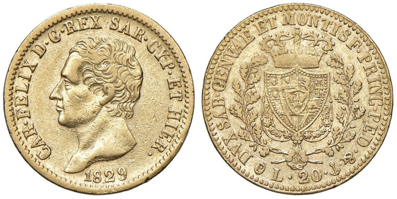 Carlo Felice (1821-1831) 20 Lire 1829 G - Nomisma 551 AU RR

Status: BB