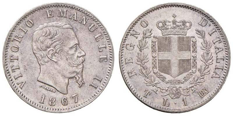 Vittorio Emanuele II (1861-1878) Lira 1867 T - Nomisma 916 AG RR

Status: qFDC