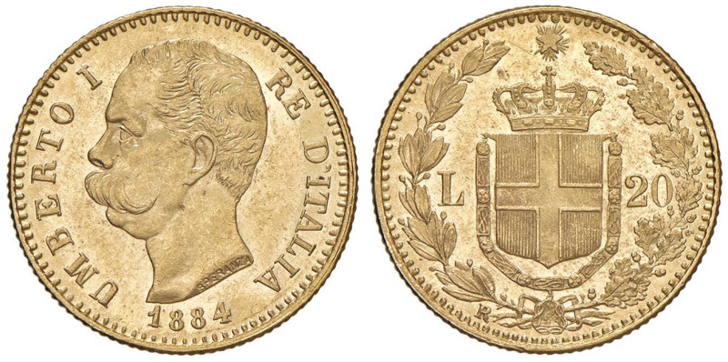 Umberto I (1878-1900) 20 Lire 1884 - Nomisma 983 AU RR Minimi segnetti da contat...