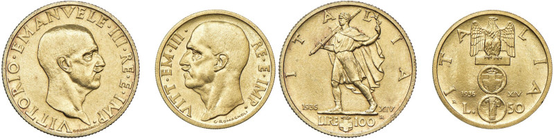 Vittorio Emanuele III (1900-1946) 100 e 50 Lire 1936 A. XIV - Nomisma 1059 e 107...