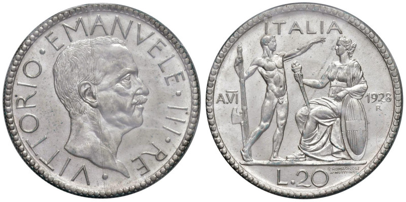 Vittorio Emanuele III (1900-1946) 20 Lire 1928 A. VI - Nomisma 1085 AG Sigillato...