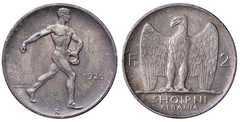 ALBANIA Zog (1925-1939) 2 Franca 1926 - KM 7 AG (10,01) Intensa patina

Status...