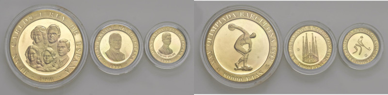 SPAGNA 80.000, 20.000 e 10.000 Pesetas 1990 Olimpiadi di Barcellona 1a serie - A...