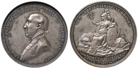 Leopold III Friedrich Franz (1740-1817) Medaglia coniata 1801 In onore al signore di Anhalt-Dessau, Germania - Opus: Loos - AG (Ø 44 mm) Rara medaglia...