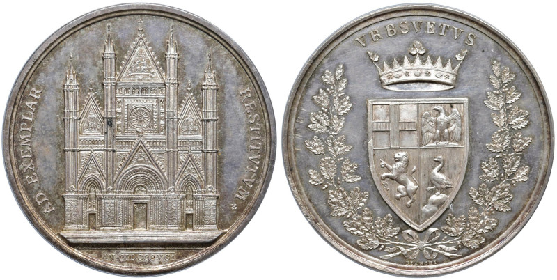 ORVIETO Medaglia del Girometti 1891 Per la ricostruzione della Cattedrale di Orv...