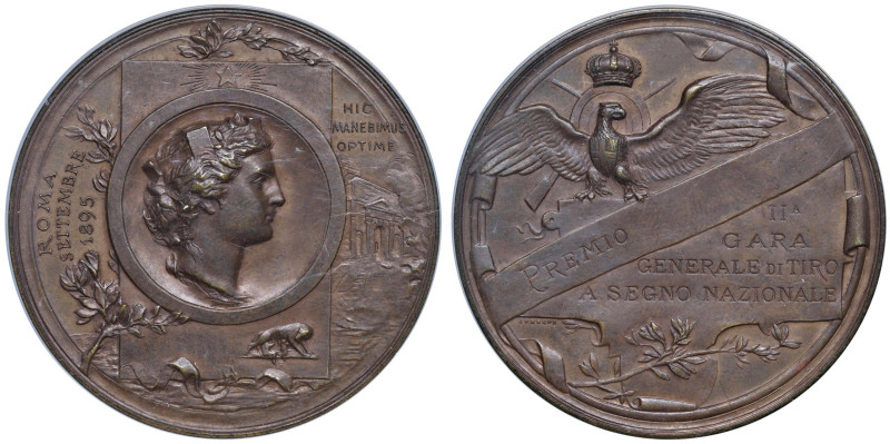 ROMA. Medaglia artistica coniata 1895 Tiro a Segno Nazionale, premio per la II G...