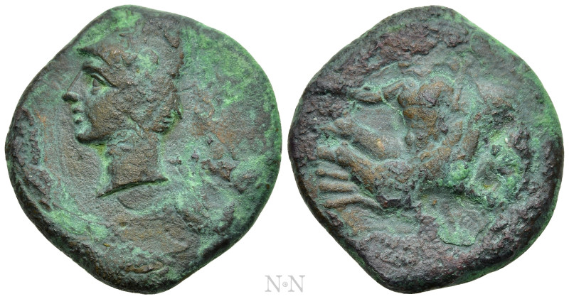 BRUTTIUM. Skylletion. Ae (Circa 350-325 BC). 

Obv: Male head left, wearing pi...