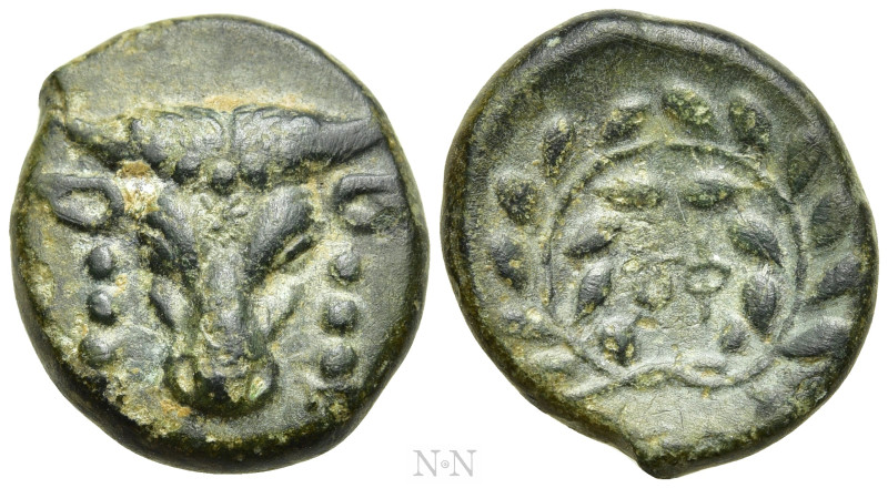 PHOKIS. Phokian League. Ae (Circa 347-346 BC). 

Obv: Facing head of filleted ...