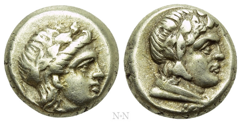 LESBOS. Mytilene. EL Hekte (Circa 377-326 BC). 

Obv: Head of Dionysos right, ...