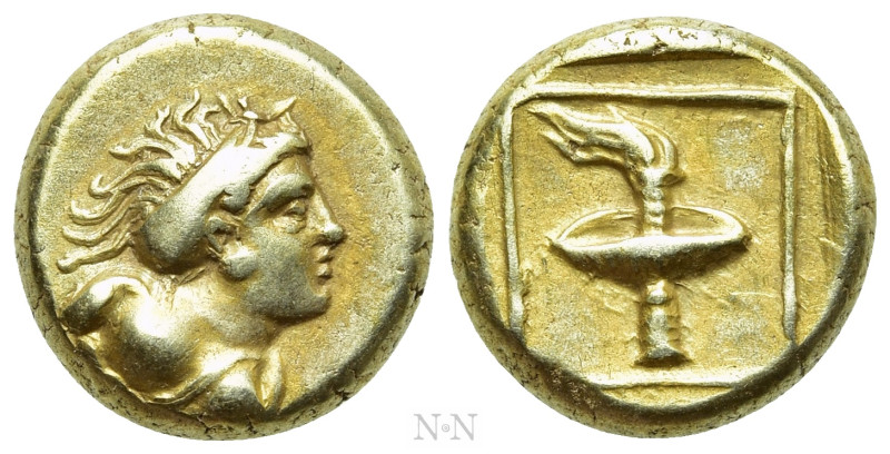LESBOS. Mytilene. EL Hekte (Circa 377-326 BC). 

Obv: Partially draped bust of...