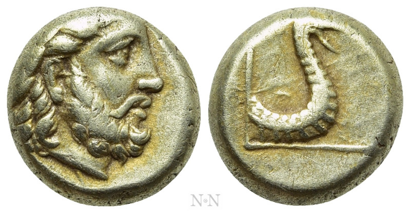 LESBOS. Mytilene. EL Hekte (Circa 377-326 BC). 

Obv: Laureate head of Zeus ri...