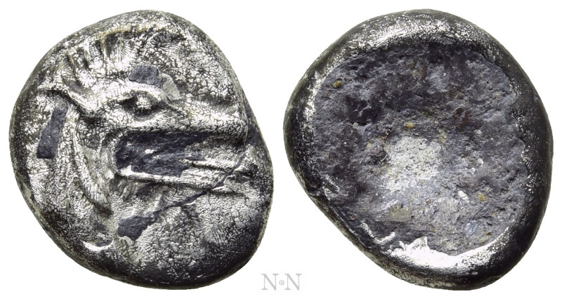 CARIA. Halikarnassos. AR Hekte (Circa 499-497 BC). 

Obv: Head of ketos right....