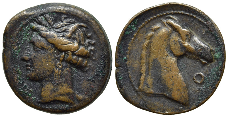 CARTHAGE. Ae (Circa 300-264 BC). Mint on Sardinia. 

Obv: Wreathed head of Tan...