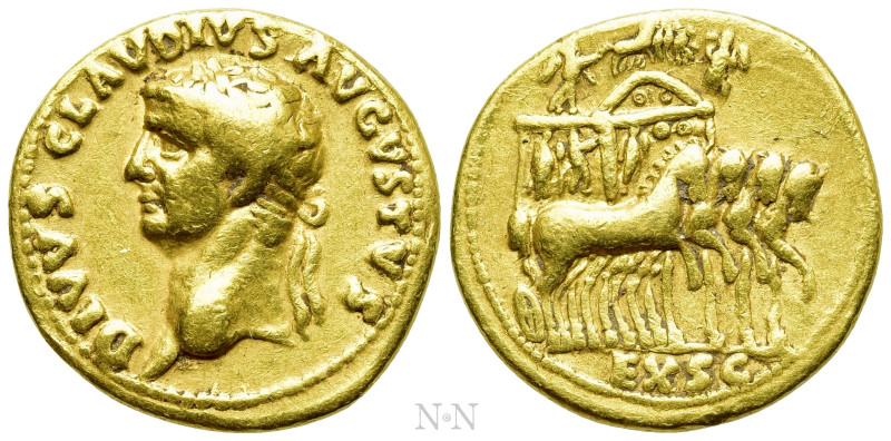 DIVUS CLAUDIUS (Died 54). GOLD Aureus. Rome. 

Obv: DIVVS CLAVDIVS AVGVSTVS. ...