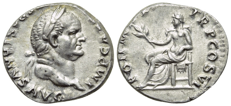 VESPASIAN (69-79). Denarius. Rome. 

Obv: IMP CAESAR VESPASIANVS AVG. 
Laurea...