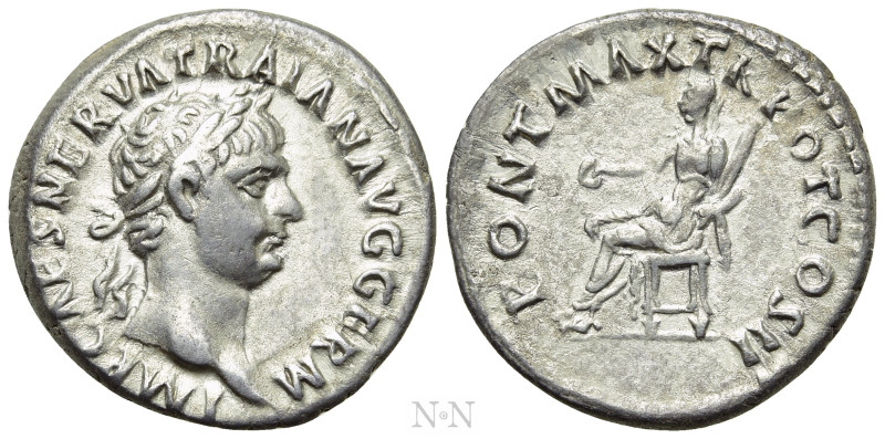 TRAJAN (98-117). Denarius. Rome. 

Obv: IMP CAES NERVA TRAIAN AVG GERM. 
Laur...