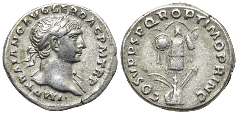 TRAJAN (98-117). Denarius. Rome. 

Obv: IMP TRAIANO AVG GER DAC P M TR P. 
La...