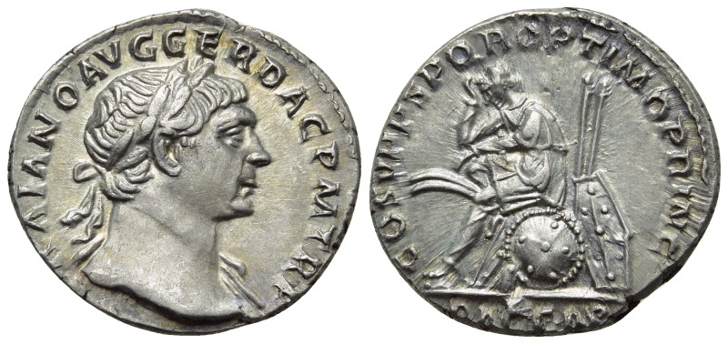 TRAJAN (98-117). Denarius. Rome. 

Obv: IMP TRAIANO AVG GER DAC P M TR P. 
La...