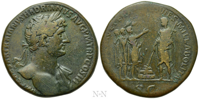 HADRIAN (117-138). Sestertius. Rome. 

Obv: IMP CAESAR TRAIANVS HADRIANVS AVG ...