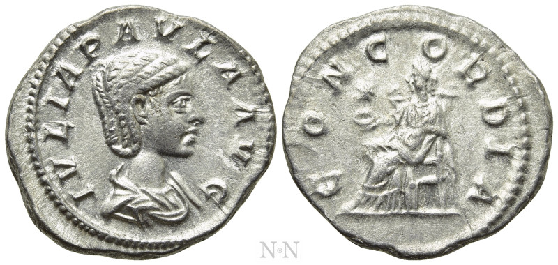 JULIA PAULA (Augusta, 219-220). Denarius. Rome. 

Obv: IVLIA PAVLA AVG. 
Drap...